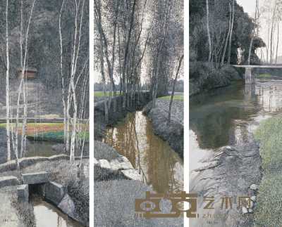 王龙生 2005年作 穿越丛林的小溪 150×60cm×3